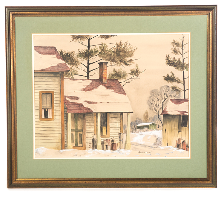 Appraisal: FRAMED WATERCOLOR SNOW SCENE BY MARTHA BURCHFIELD TH CENTURY BUFFALO