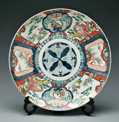 Appraisal: Japanese Imari charger blue central medallion with moths shaped cartouches