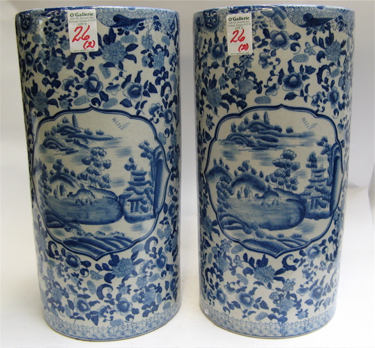 Appraisal: PAIR BLUE AND WHITE CHINESE PORCELAIN FLOOR VASES each having