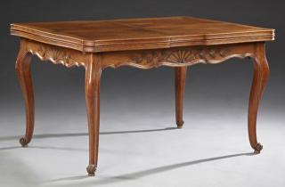 Appraisal: French Louis XV Style Carved Oak Drawleaf Dining T French