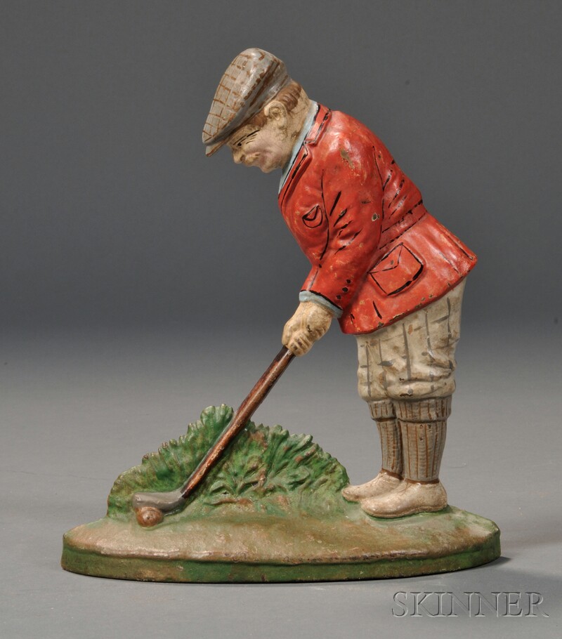 Appraisal: Hubley Putting Golfer Polychrome-painted Cast Iron Doorstop Lancaster Pennsylvania early