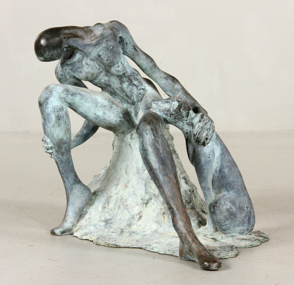 Appraisal: - Miller Seated Figure with Dog Bronze Carol Miller Born