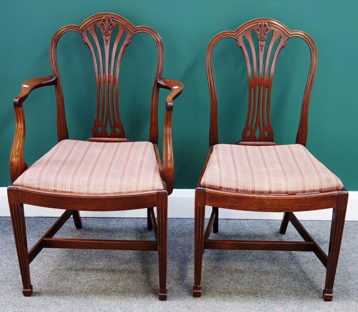 Appraisal: A set of eight George III style mahogany framed dining