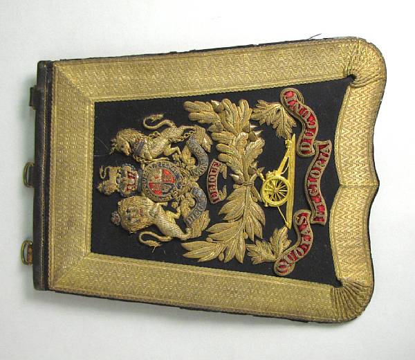 Appraisal: An officers dress sabretache of the Royal Artillery The black