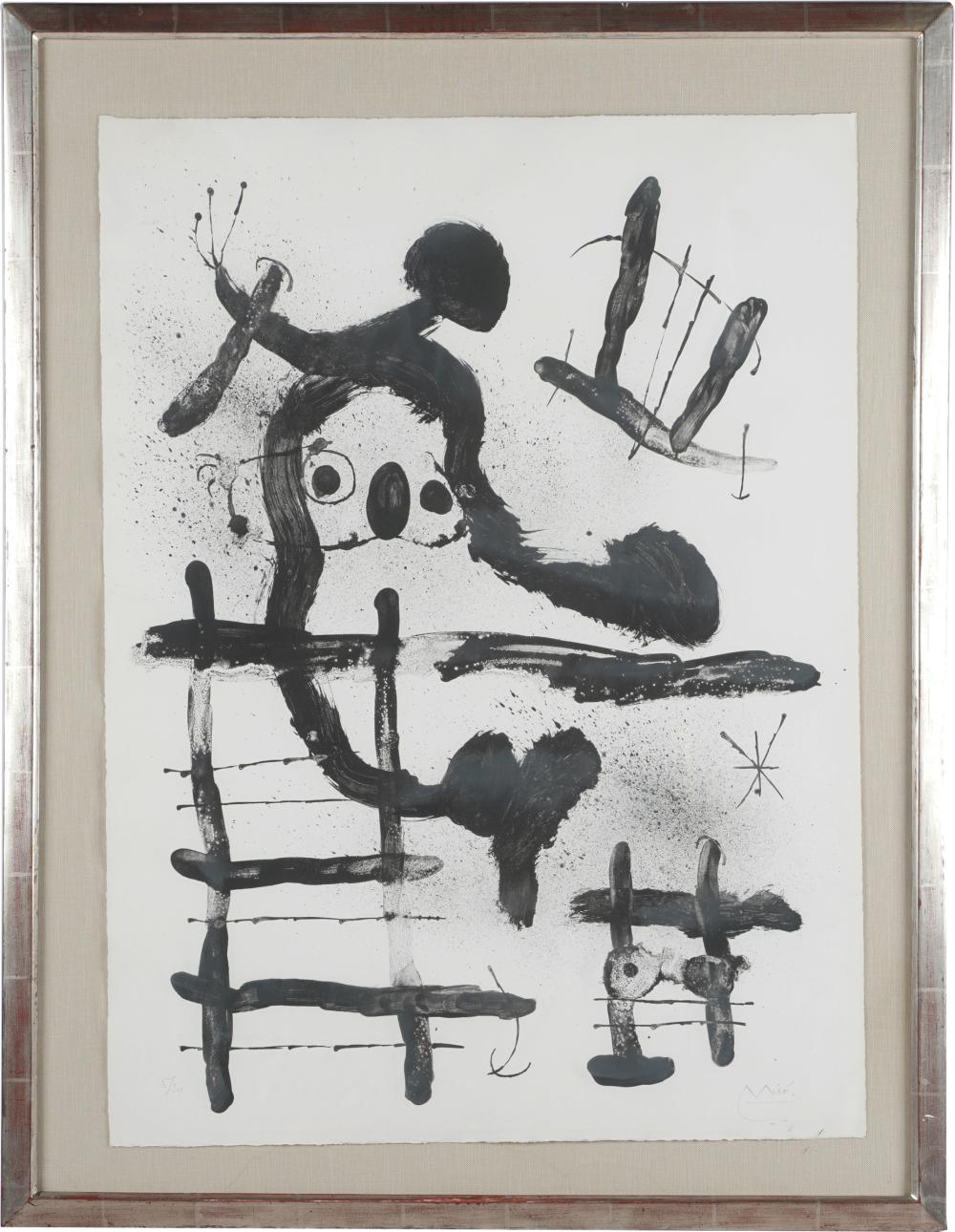 Appraisal: JOAN MIRO - 'THE SLINGSHOT BIRD' lithograph in black and