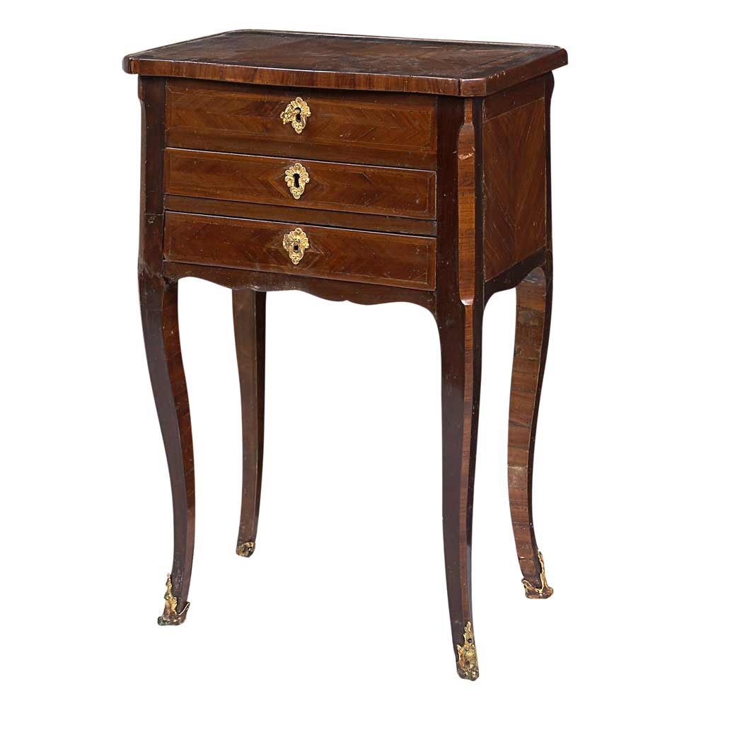 Appraisal: Transitional Louis XV XVI Tulipwood and Kingwood Table en Chiffonniere