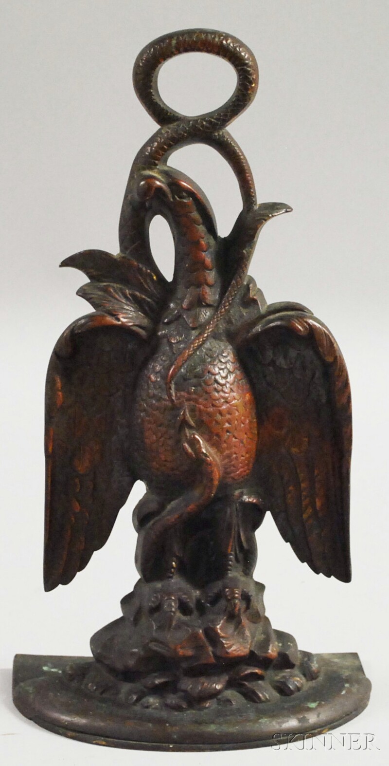 Appraisal: Painted Cast Iron Eagle and Snake Doorstop ht in