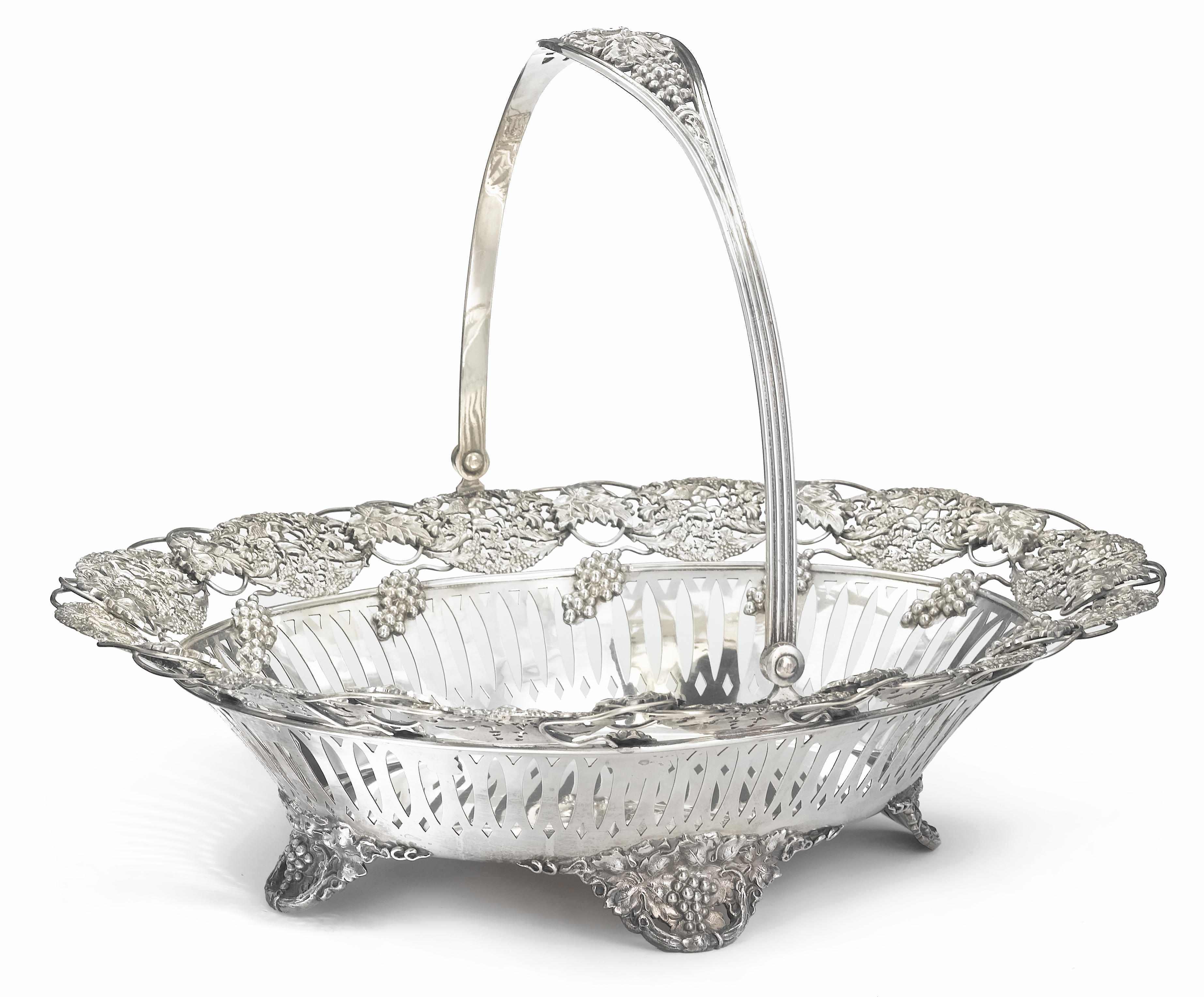 Appraisal: A sterling fruit basket Retailed by Brock Co Of oval