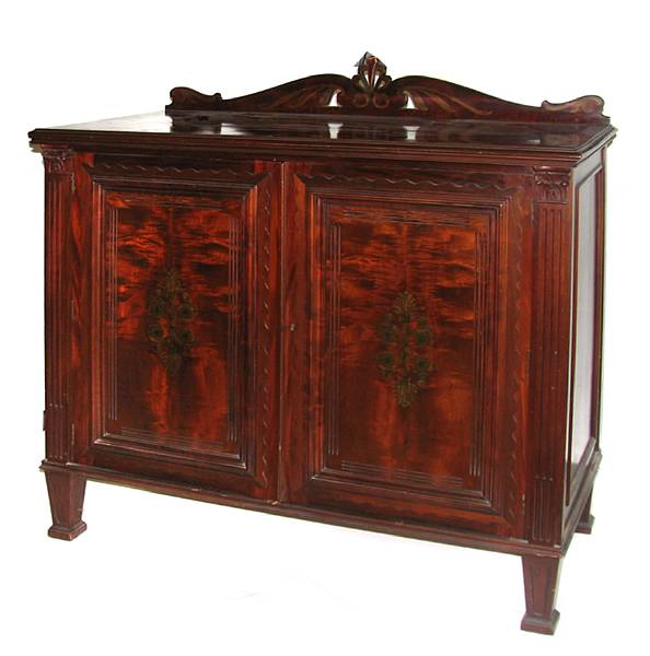 Appraisal: A mahogany and brass inlaid side cupboard height ft width