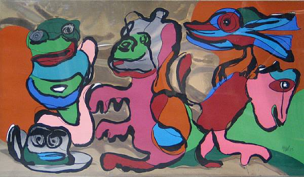 Appraisal: Karel Appel Dutch - Laughing Frog and His Friends in