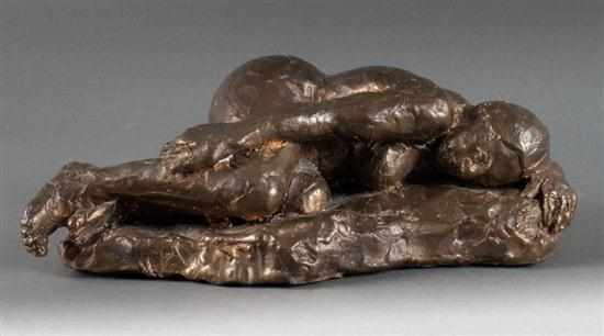 Appraisal: Contemporary American school Sleeping Female Nude bronze brown patina modeled