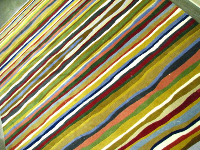 Appraisal: India wool x contemporary rug modern design multi-color stripes wool