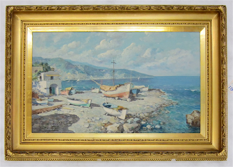 Appraisal: GIUSEPPE SALVATI OIL ON CANVAS Italian - Capri with beached