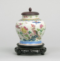 Appraisal: A Rare Chinese Jesuit Decorated Porcelain Jar with Wooden Lid