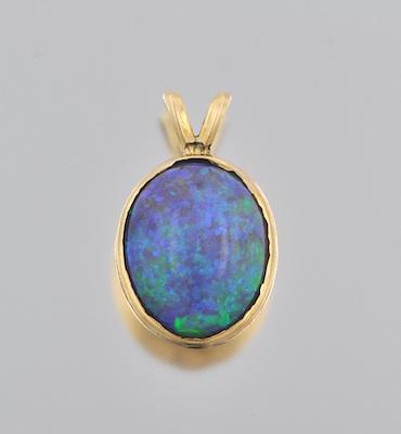 Appraisal: A Fine Opal Gemstone Mounted As Pendant k yellow gold