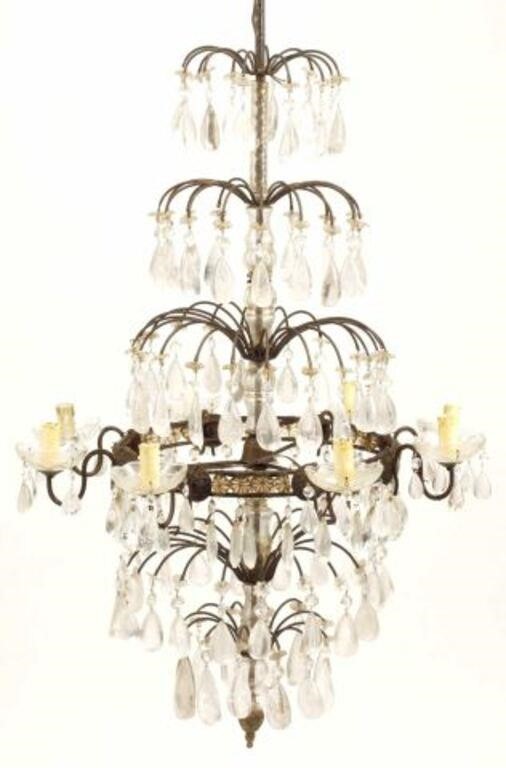 Appraisal: Neoclassical style crystal and rock crystal eight-light chandelier approx h