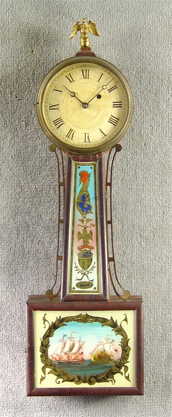 Appraisal: New England Weight Driven Banjo Clock th Century Unsigned Break