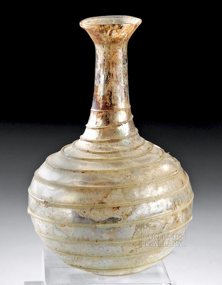 Appraisal: Delicate Lovely Roman Glass Flask Roman early Imperial Period ca