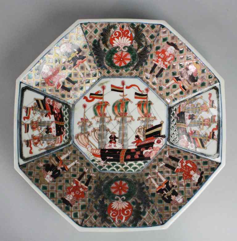 Appraisal: JAPANESE ''BLACK SHIP'' IMARI OCTAGONAL DISH TH TH CENTURY the