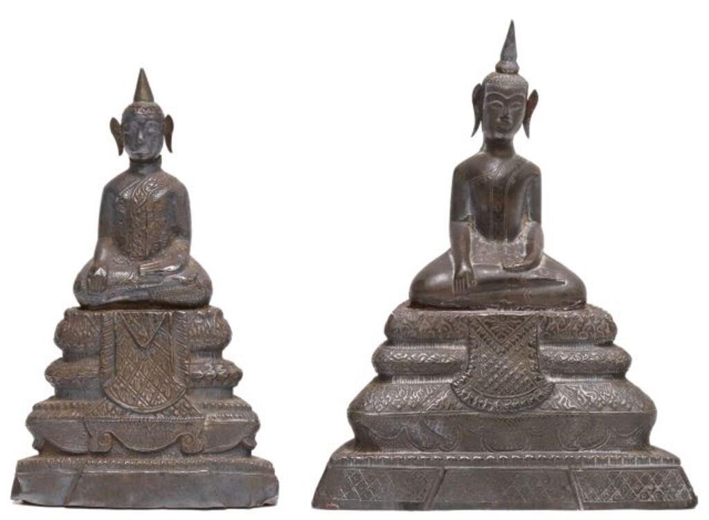 Appraisal: lot of Southeast Asian silver-clad figures of the Buddha Cambodia