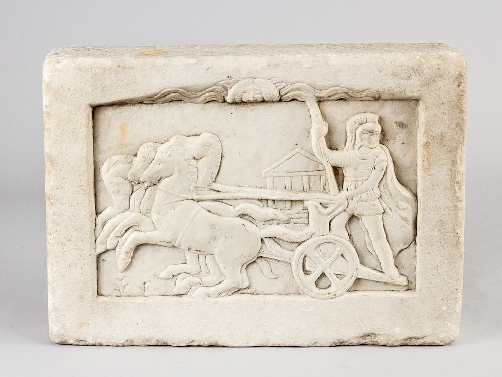 Appraisal: A classical marble relief A classical marble relief in rectangular