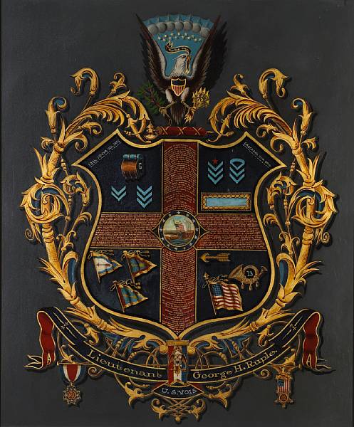 Appraisal: A Civil War veteran's regimental armorial paintingLieutenant George H Ruple