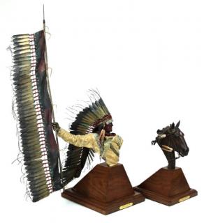 Appraisal: Dave McGary American - American Horses Bronze Sculpture set Indian