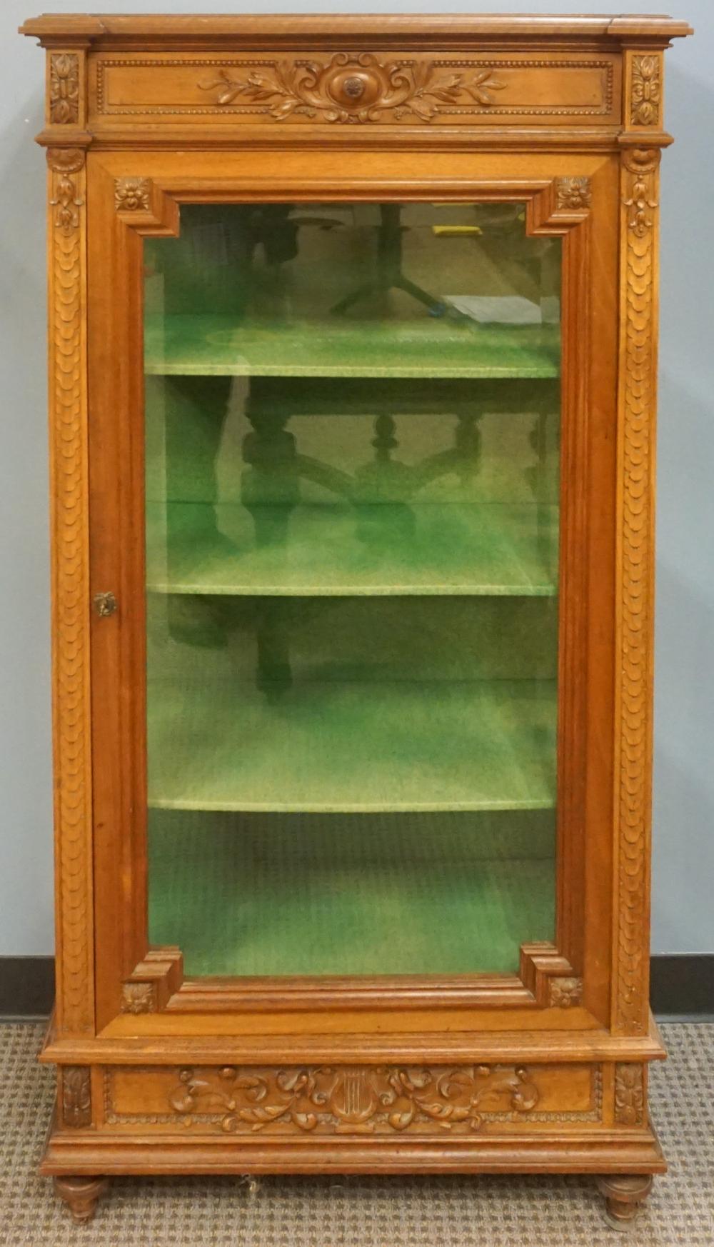 Appraisal: Empire Style Fruitwood and Single Glazed Door Vitrine x x