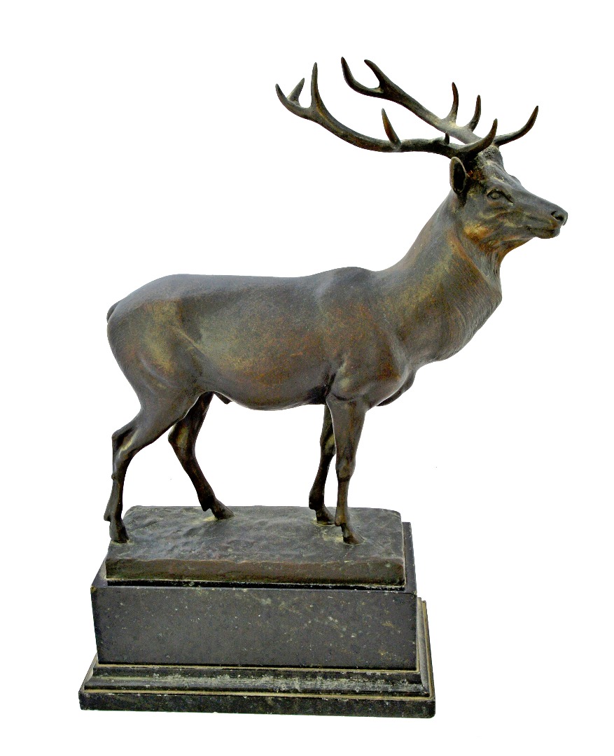 Appraisal: A bronze stag late th century modelled and cast with