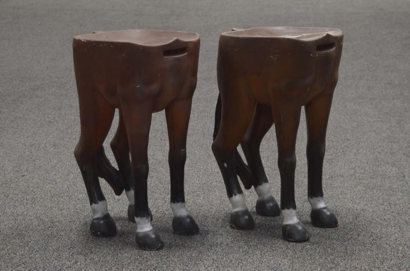 Appraisal: Two Horse Rear Stools And Horse Leg Table This contemporary