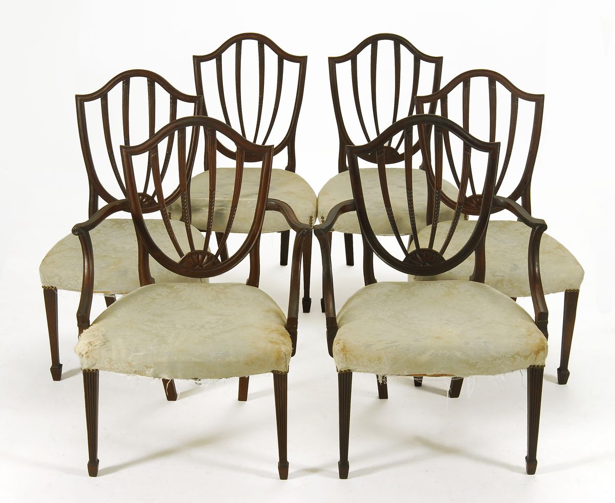 Appraisal: RARE SET OF ANTIQUE AMERICAN FEDERAL CHAIRS Circa In mahogany