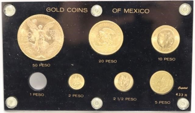 Appraisal: MEXICAN GOLD PESOS COIN TYPE SET TO INCLUDE PESO COINS