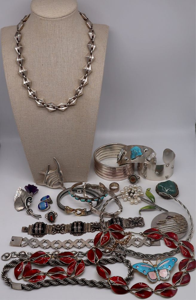 Appraisal: JEWELRY Assorted Sterling Jewelry Inc Damaso Gallegas Includes a Mexican