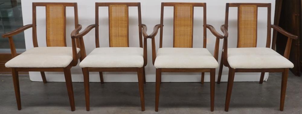 Appraisal: Set of Four Hibriten Chair Company Teak Cane Back Upholstered