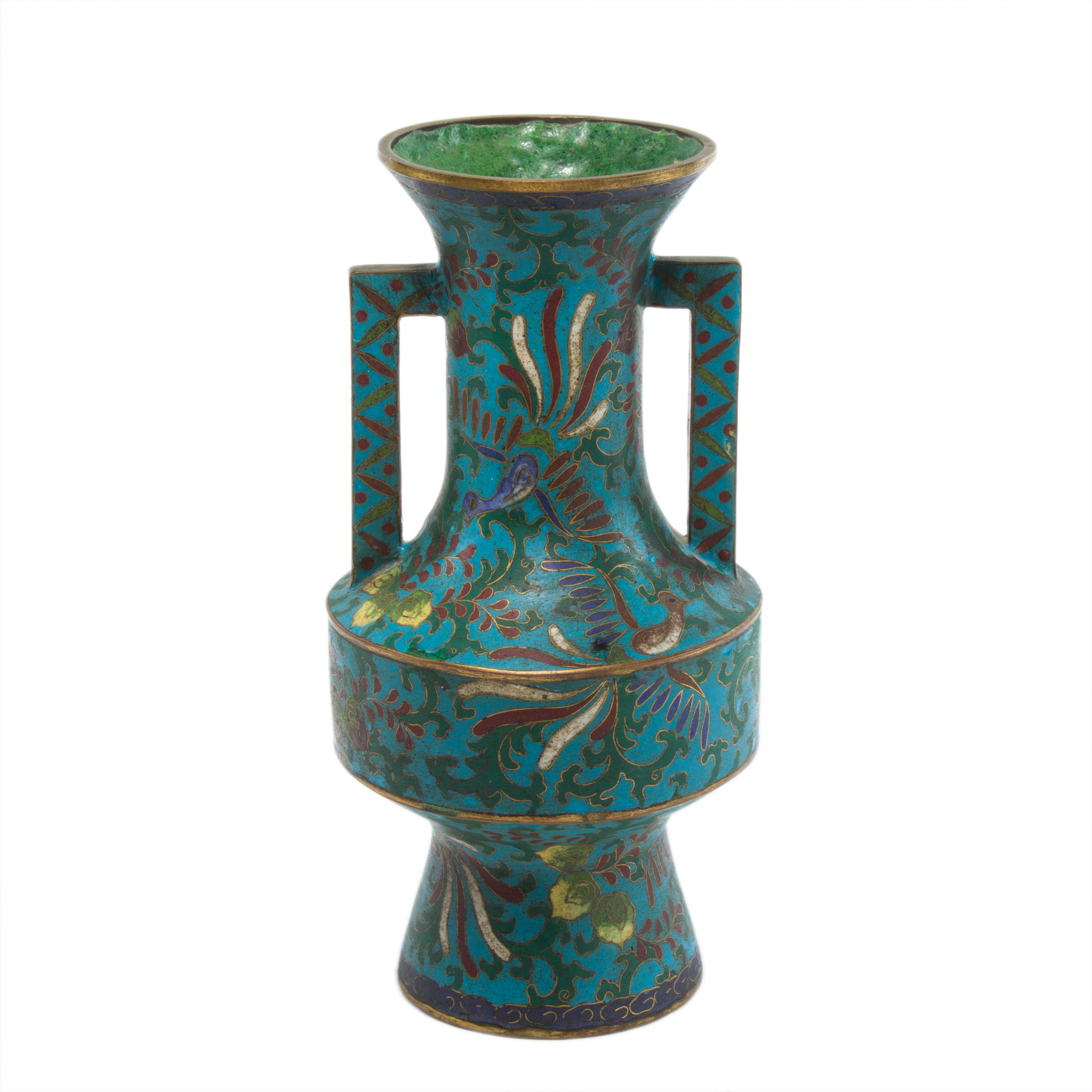 Appraisal: CHINESE CLOISONNE ENAMEL VASE Chinese cloisonne enamel vase decorated with