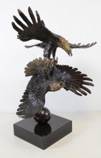 Appraisal: JOHNSON Stanley Bronze Sculpture Two Eagle Fighting Signed dated and