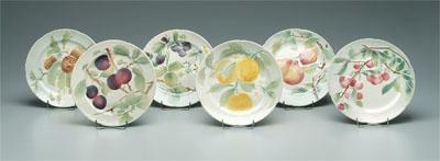 Appraisal: Set of French majolica fruit plates depicting various fruits and