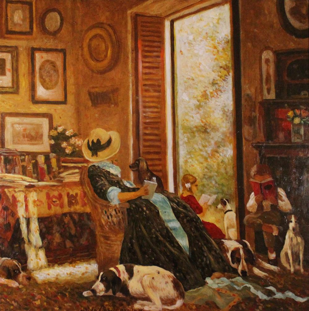 Appraisal: ANTONIO SALIOLA ITALIAN - FAVOLE PERI CANI Oil on canvas