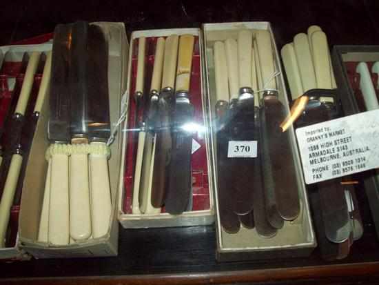 Appraisal: FIVE BONE HANDLED KNIVES IN PRESENTATION BOXES AND ONE LOOSE