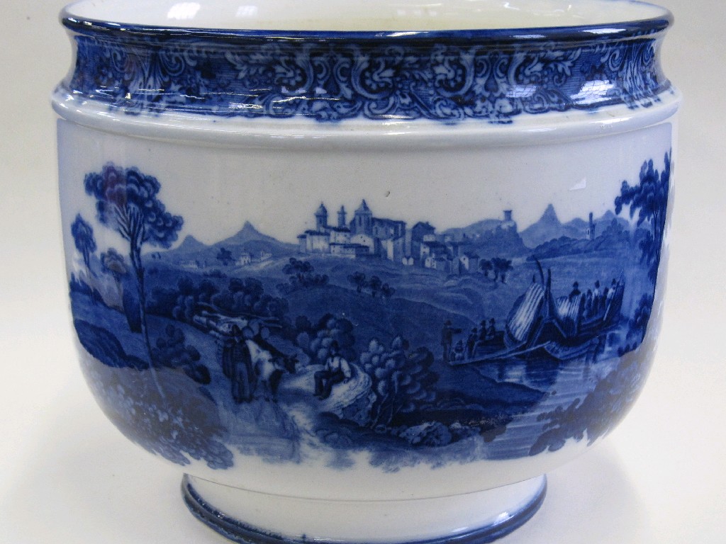 Appraisal: Royal Doulton blue and white pottery transfer printed jardiniere decorated