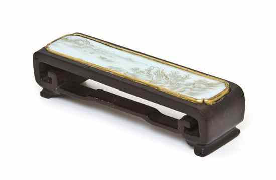 Appraisal: A Chinese Hardwood Brush Rest of rectangular form having an