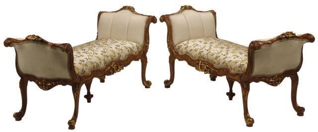 Appraisal: pair French Louis XV style parcel gilt upholstered window benches