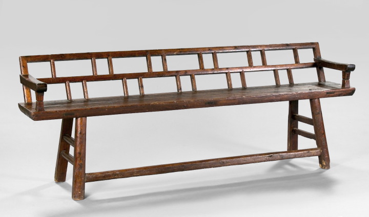 Appraisal: Asian Stained Pine Long Bench late th century the open