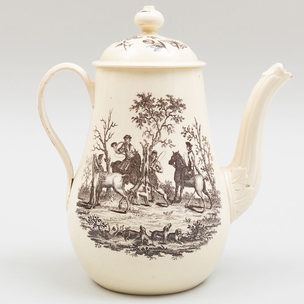 Appraisal: Wedgwood Transfer Printed Creamware Coffee Pot and Cover Decorated with