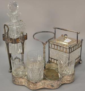 Appraisal: Three piece lot to include cut glass decanter with Victorian