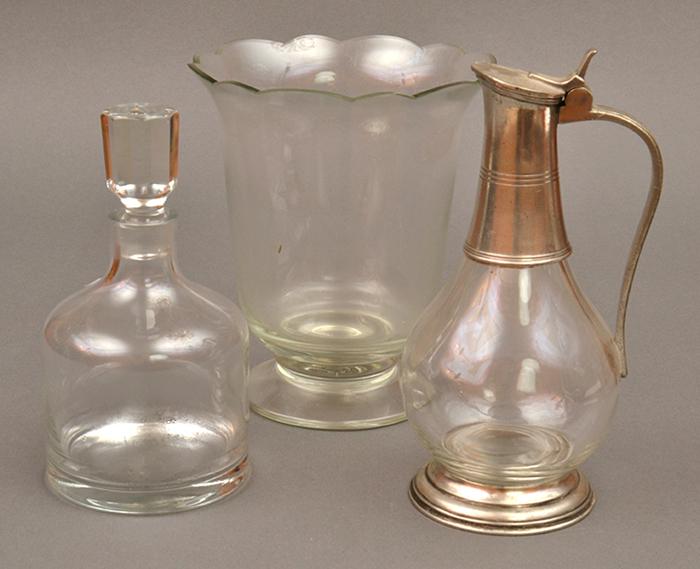 Appraisal: DECANTER CLARET JUG AND GLASS VASE