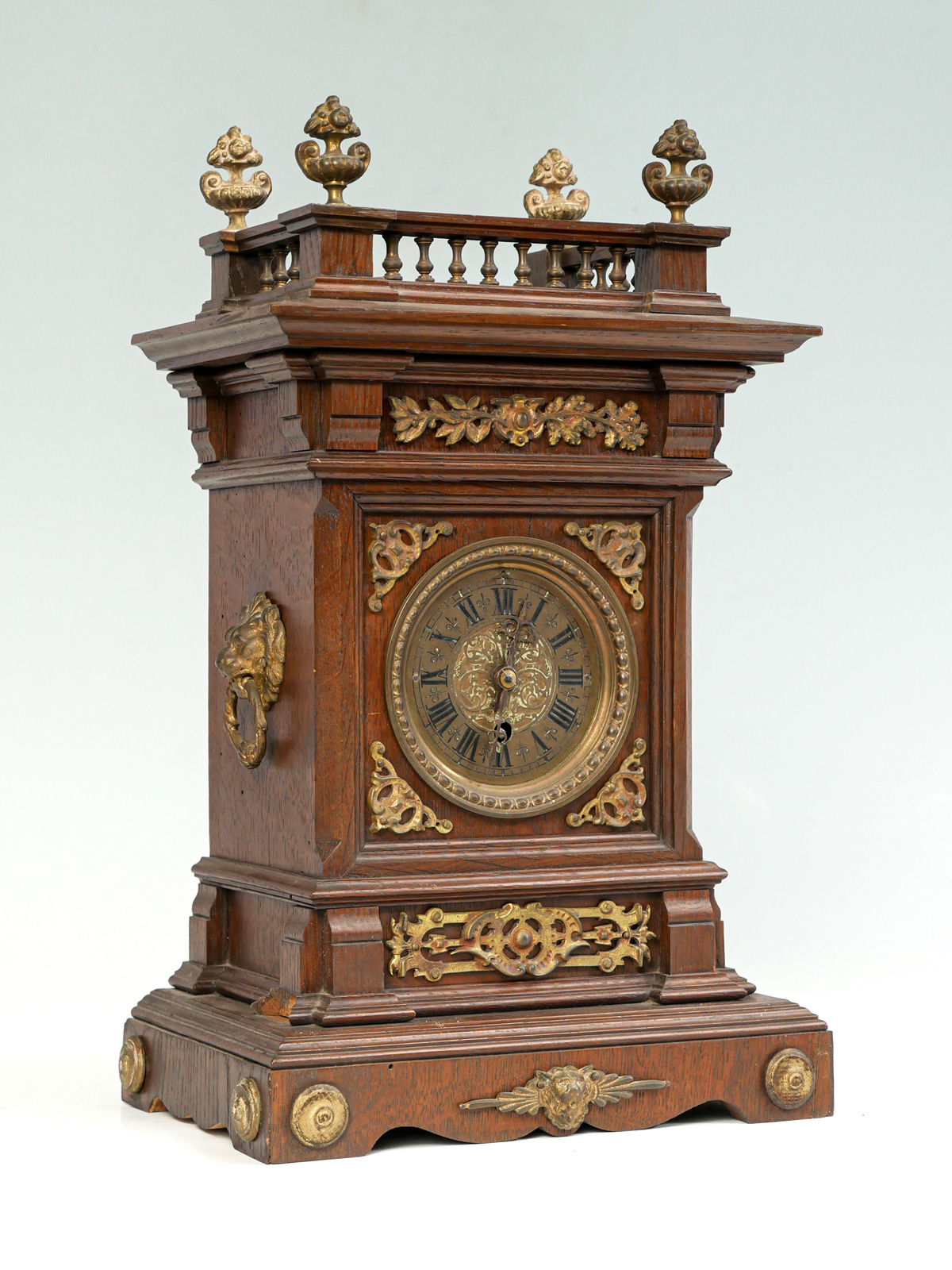 Appraisal: LENZKIRCH WOOD MANTLE CLOCK Ormolu mounted wood mantle clock surmounted