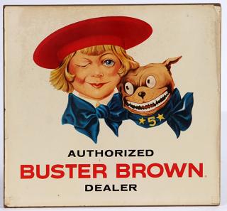 Appraisal: Buster Brown sign paper on Masonite x a stand up