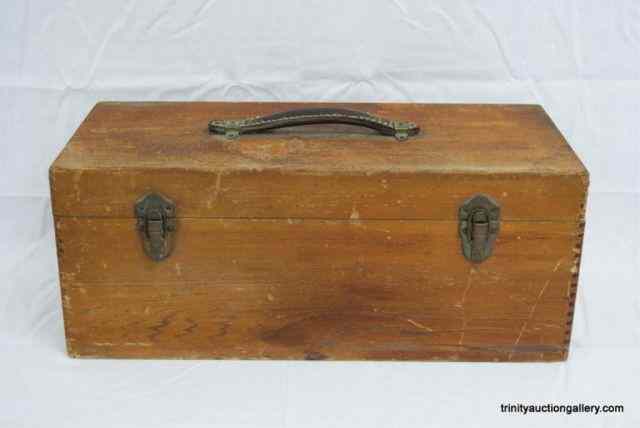 Appraisal: Antique Deulin Wooden Fishing Tackle BoxFrom the early to mid