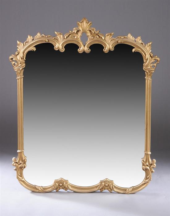 Appraisal: ROCOCO REVIVAL GILTWOOD OVER-MANTEL MIRROR th century Shell-crested frame with